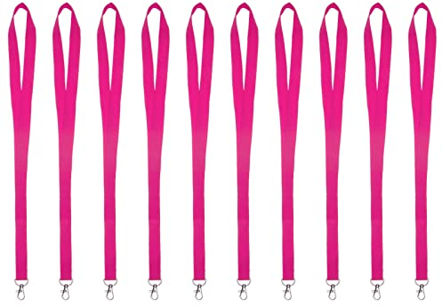 Karteo Schlüsselband mit Karabiner pink [10 Stück] Lanyard Schlüsselbänder unbedruckt für Kartenhüllen Ausweise Zugangskarten
