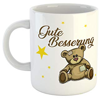 clothinx Gute Besserung Bär Plüschtier Tasse Perfekt Als Genesungswunsch für die Erkältung und zum Aufenthalt im Krankenhaus