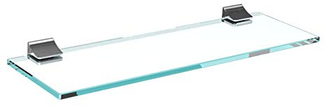 bijon Glasregal Glasablage Wandregal Glas Bad-Regal Glas Badezimmer Regal Badablage Ablageregal - 8mm Hartglas, 40 x 15 cm, Klarglas + Halterung D - Chrom Glanz Optik