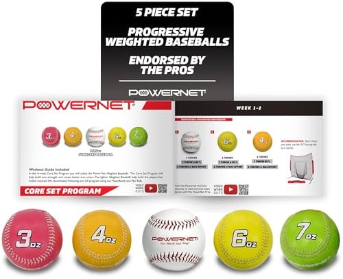 PowerNet German Marquez Gewichtetes Baseball-Bundle | Schwere Trainingsbälle zum Pitching und Werfen | Bauen Sie Kraft auf und schaffen Sie eine bessere Armbewegung | Werfen Sie härter mit mehr Genauigkeit