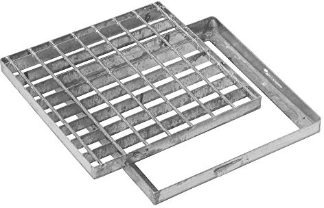Jardibric - Grille Caillebotis (40 x 40 cm) avec Cadre en Acier galvanisé pour collecteur d'évacuation des eaux pluviales - Peut s'adapter sur un Regard ou un Caniveau en Béton
