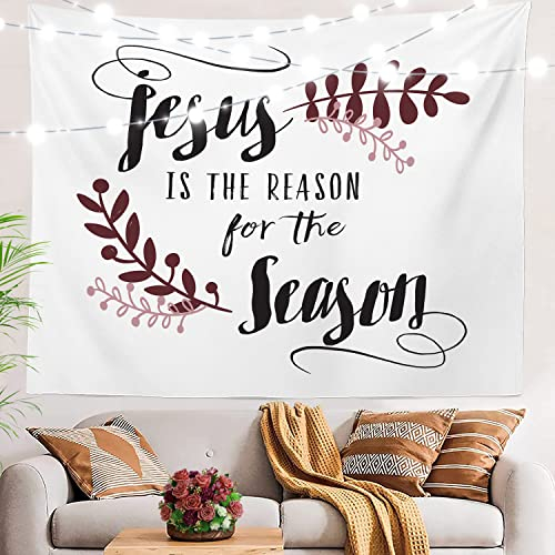 BaoNews White Art Art Burgundy Tapestry,Black Christ Large Wall Hanging Polyester Tablecloths Tapestry Bedroom Room Living Room Dorm 51.2 x 59.1 inches