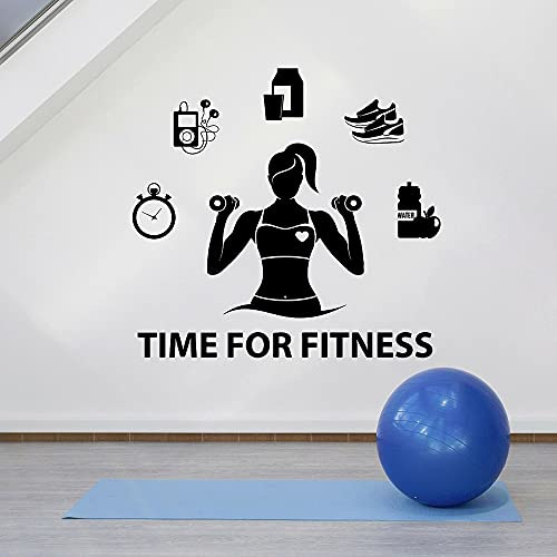 NSRJDSYT Home Gym Vinyl Wall Decal Fitness Girl For Motivation Gym Healthy Lifestyle Stickers Gym Wallpaper Art Mural 80x74cm