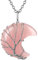 FOCALOOK Collier Quartz Rose Véritable Femme Pendentif Arbre de Vie Pierre de Naissance Octobre en Croissant Chaîne Rolo 50+5cm