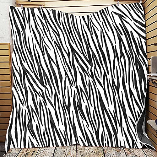 Chickw1 Tagesdecke Bettüberwurf Gesteppt, 3D Leopard Muster Mikrofaser Tagesdecke Schlafzimmer Steppdecke Decke Überwurf Wohnzimmer Sofaüberwurf für Einzelbett Doppelbett (Zebra,96x114cm)