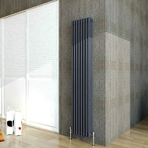 Acezanble∣3 Column Radiator, Vertical 1800mm Anthracite Tall Traditional Cast Iron Style Radiators Windows Hallyway