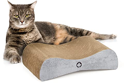 CanadianCat Company | Kratzbrett Satellite Petite | betonoptik | Kratzmöbel, Lounge für Katzen | Kratzpappe + Katzenminze | ca. 37 x 10 x 23 cm