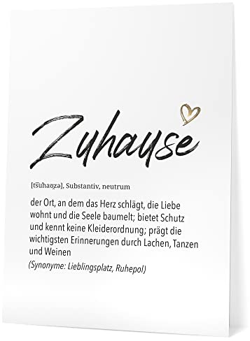 Papierschmiede® Herz Definition: Zuhause, DIN B2 (50x70 cm), Bild Home Kunstdruck Familie, Poster für Wohnzimmer, Schlafzimmer, Wandbild Wanddeko Geschenk Geburtstag Haus Einweihung ohne Rahmen