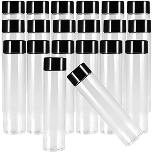 JEUIHAU 20 Pack 350 ml 12OZ Clear PET Plastic Juice Bottles with Black Lids, Reusable Drink Bottles Bulk for Storing Smoothie, Milk and Homemade Beverages