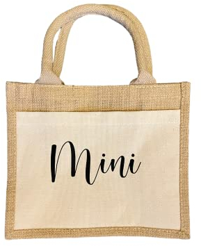 Selfmade Jewelry Einkaufstasche Mini 26 x 22 x 14 cm Jute Tasche mit Seitentasche Baumwoll-Shopper als tolles Geschenk Kind