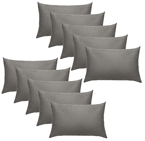 Highams Polycotton Plain Dye 10 Pack Housewife Pillowcases - Charcoal