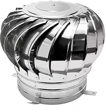Schornstein Spinner Cowl, 304 Edelstahl, Keine Montage Erforderlich, Kaminaufsatz Drehend, Wetterfest, Lüftung, Dach Entlüftungen für Bad Küche Garage, Lüftungsaufsatz (300mm/11.8in)