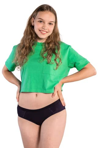 SELENACARE Periodenunterwäsche Teenager Sporty - Menstruationsunterwäsche für Teens, waschbar, 100% vegan, nachhaltig, 20ml Absorption, Schwarz, Größe 164