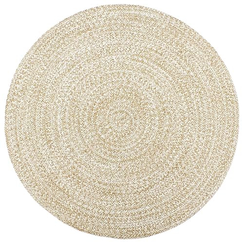 vidaXL Teppich Handgefertigt Jute Wohnzimmerteppich Juteteppich Handwebteppich Bodenmatte Schlafzimmer Wohnzimmer Flur Weiß Braun 180cm