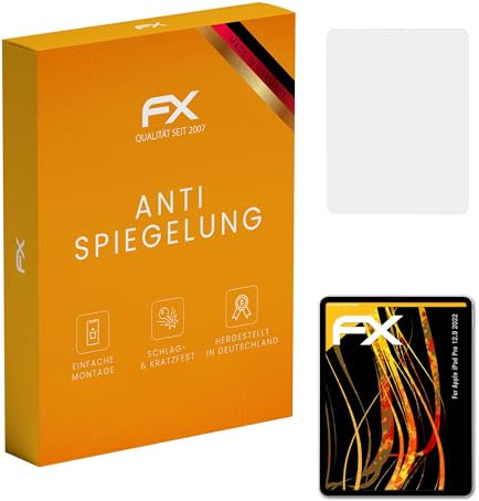 atFoliX Displayfolie kompatibel mit Apple iPad Pro 12.9 2022 Schutzfolie, entspiegelnde und stoßdämpfende FX Folie (2X)