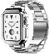 EIHAIHIS Bande + Coque pour Apple Watch 42mm 44mm 45mm, Bracelets Métalliques en Acier Inoxydable avec Étui de Protection en Silicone pour iWatch Series 8/7/SE/6/5/4/3, Argent