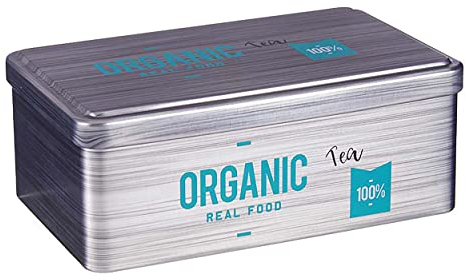 ECO TEEDOSE aus Metall Silber Kaffeedose Teekiste Keksdose Teebox Vorratsdose Vorratsgefäß Blechdose Kaffee Tee Box Dose 28 (Silber)