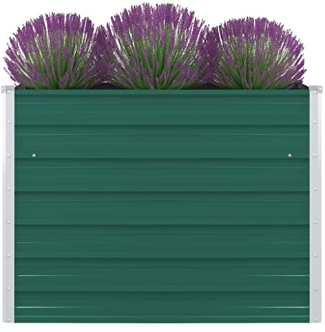 WIFESE Hochbeet 100x100x77 cm Verzinkter Stahl Grün Hochbeet Metall Hochbeete für Garten Pflanzenbett Kräuterbett Blumenkiste Dekorieren Eingang Balkon Terrasse Garten Quadratischen Form