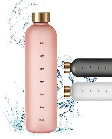 bituocs Borraccia da 1 l, a prova di perdite, senza BPA, per lo sport, per bicicletta, campeggio, yoga, palestra, colore rosa