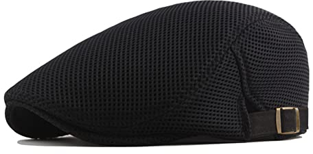 meioro Herren Mesh Schirmmütze, Atmungsaktive Sommer Newsboy Gatsby Barett Cap für Männer und Frauen, Unisex Flache Kappe Driving Schiebermütze Sportmütze Sonnenhut Flat Cap Größe 55cm-60cm (Schwarz)