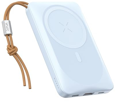 VRURC Wireless Power Bank, 10000mAh Magnetic Portable Phone Charger iPhone, 22.5W PD Fast Charging Lighting, USB-C & USB Outputs,Magnetic Battery Charger for iPhone 14/13/12 Pro Max