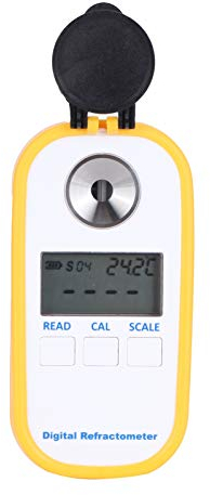 Moselota Honig-Digital-Refraktometer, Tragbares Handrefraktometer mit genauer Digitalanzeige für schnelle Bestimmung von Zuckergehalt, Baume-Grad und Feuchtigkeit
