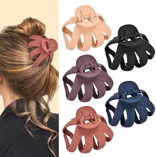 Lolalet 5 Unidades Pinzas para Pelo, Pinza para Cabello de Agarre Antideslizante Claw Clips para Peinado de Moda para Mujer y Chica -C