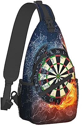 Modischer Sling-Rucksack für Männer und Frauen, leichte Sling-Umhängetasche, Outdoor-Brust-Crossbody-Bike-Gym-Läufer-Tagesrucksack mit verstellbarem Riemen, kompatibel mit Darts Board Ice Water Fire