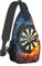 Modischer Sling-Rucksack für Männer und Frauen, leichte Sling-Umhängetasche, Outdoor-Brust-Crossbody-Bike-Gym-Läufer-Tagesrucksack mit verstellbarem Riemen, kompatibel mit Darts Board Ice Water Fire