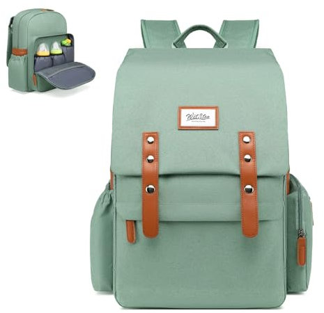 CYUREAY Borsa per pannolini vintage per bambini, borsa per pannolini di grande capacità, per ragazzi e ragazze, comoda borsa per mamma (verde)