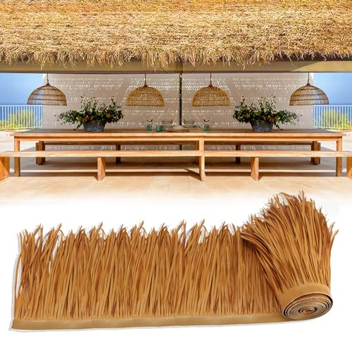 Chaume pour toiture,Toit de Chaume,Rouleau de Chaume en Palmier Toit en Paille de Style Mexicain Panneaux de Chaume Plastique PE,pour Tiki Bar Cottage Hutte De Patio(Color:C,Size:1m/3.2ft)