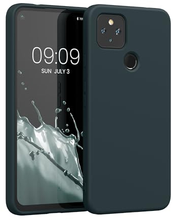 kwmobile Hülle kompatibel mit Google Pixel 4a 5G Hülle - gummierte TPU Silikon Handyhülle - Schutzhülle für kabelloses Laden - Case in Dunkler Schiefer