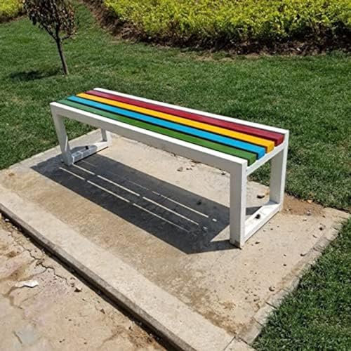 Park Heavy Duty Banc Bancs De Jardin Siège De Patio Extérieur en Métal en Fonte À Lattes en Bois Massif 2-4 Places Bancs De Meubles D'intérieur/de Cour,Blanc,150 Cm,Enchanting12