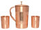 Wasserkrug aus reinem Kupfer mit 2 Kupfergläsern (gehämmertes und schlichtes Muster) für Ayurveda-Gesundheitsvorteile (mit geradem Glas)