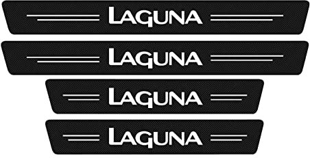 YUPACK Auto Einstiegsleisten für Ren-Ault Laguna 1-3 MK1-MK3 2015-1994 Navi Tuning Zubehör, 4 Stück Kohlefaser-Türschwellen Aufkleber, Kratzfestes und Verschleißfestes - Innen-Styling-Zubehör,Black