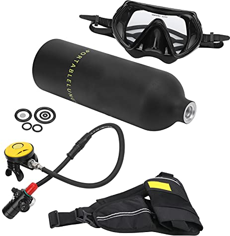 Yctze Tauchflasche, Mini-Sauerstoffflaschen-Tauchset Unterwasser-Sauerstoffflaschen-Set Zum Tauchen (Black)