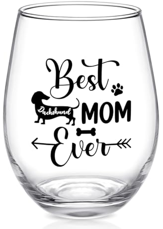 Futtumy Weinglas mit Dackel-Motiv, Muttertagsgeschenk für Mutter, Dackel, Geschenke für Frauen, Hundemutter, Hundeliebhaber, Oma, Geschenke für Mutter, Weihnachten, Geburtstag, Weiner Hund, Mutter,