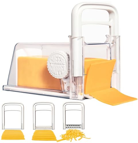 Coupe-beurre, hachoir à fromage 4 en 1, planche à découper le fromage, coupe-beurre en acier inoxydable avec poignée, râpe, embouts de fil et de lame, stockage instantané au réfrigérateur