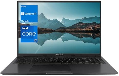 ASUS Vivobook Ordinateur portable, écran 16 FHD+ (1920 x 1200), processeur Intel Core i7-1255U, 24 Go de RAM, 1 To SSD, webcam, HDMI, Wi-Fi, Windows 11 Home, noir