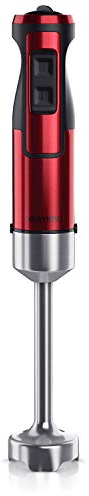 Arendo - Mixeur plongeant en Acier Inoxydable de 1000 Watt - 4 lames en Inox - Mélangeur Manuel - Mixeur à immersion - vitesses réglables - Bouton Turbo - Pied amovible - Modèle MANO rouge