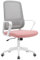 BAKAJI Sedia da Scrivania Ergonomica con Ruote Girevoli Antigraffio, Schienale in Tessuto Traspirante e Supporto Lombare, Poltrona da Studio Ufficio Regolazione Altezza Gas 98-108cm (Rosa e Grigio)