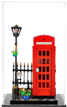 icuanuty Acrylic Display Case for Lego Ideas Red London Telephone Box 21347, Dust-Proof Storage and Organisation, Display Case for Lego 70613/71426/75156/75308/75335, Size: 25 x 25 x 36 cm (Display