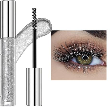 Hailerio Mascara Scintillante Colore Impermeabil, Glitter Mascara, Glitter Lash Mascara, Diamond Shinn-y Color Mascara, Colorful Lashes Smudge-Proof Sparkling For Wedding Stage Music Festival