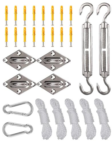 Trongle Sonnensegel Befestigung Set Zubehör, 304 Edelstahl Sonnensegel Befestigungs Kit, Awning Accessory, Geeignet für Mehreckige, Quadratische, Dreieckige Solarsegel