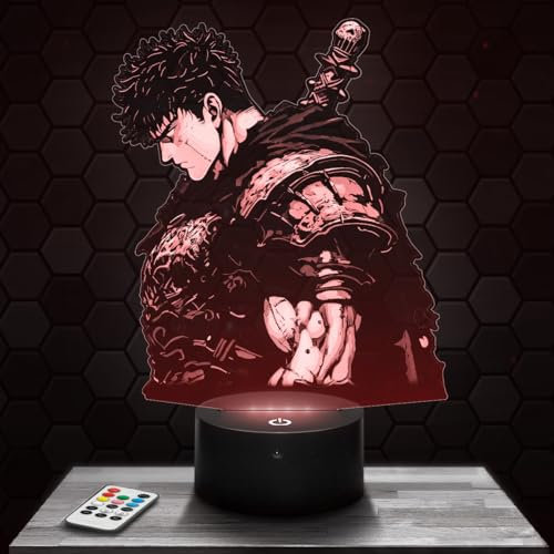 LED-Nachttischlampe Ber serk Guts, Geschenkidee für Teenager, Accessoire Ber serk Guts Manga Cartoon Jugendzimmer Jungen Deko Büro Geschenk Weihnachtenidee für Teenager.