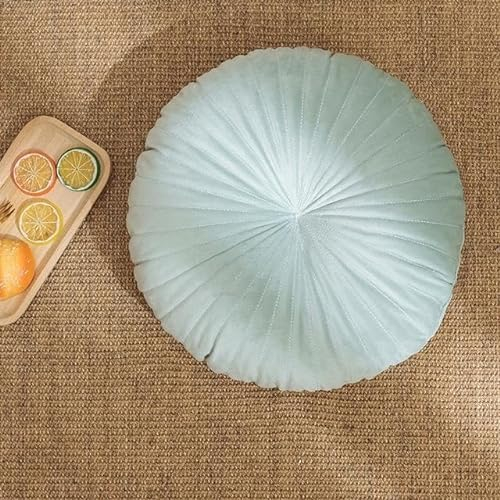 JXIPANUL Hängendes Sitzkissen mit Korb, solides rundes Kissen, weiches Samtkissen, rosa/blau, einfarbig, Stuhlpolster, Bodenkissen, 45 x 45 cm, Heimdekoration, Sofa (Farbe: Minze)