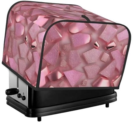 Rose Gold Faux Glitter Print Toaster Cover, Bread Toaster Dust Cover Bake Ware Protector For Four Slice Toaster