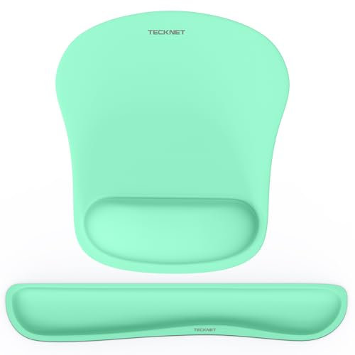 TECKNET Mauspad mit Handauflage, Gelkissen Mousepad und Ergonomische Memory Foam Tastatur Handgelenkauflage Set, Wasserdicht Mausunterlage für Computer und Laptop