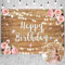 Rustikale Holz Floral Geburtstag Hintergrund Glitter Holz Wand Rosa Blume Happy Birthday Fotografie Hintergrund Mädchen Frauen Neugeborene Kinder Geburtstag Party Kuchen Tisch Dekoration Banner