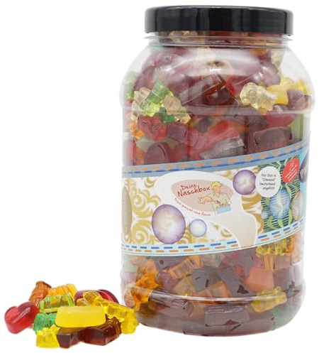 Deine Naschbox | Zuckerfreier Frucht & Weingummi Mix | 2kg Big Pot | XXL Großpackung - 5 Sorten - für Party, Candybar & als Geschenk - Cola & Frucht